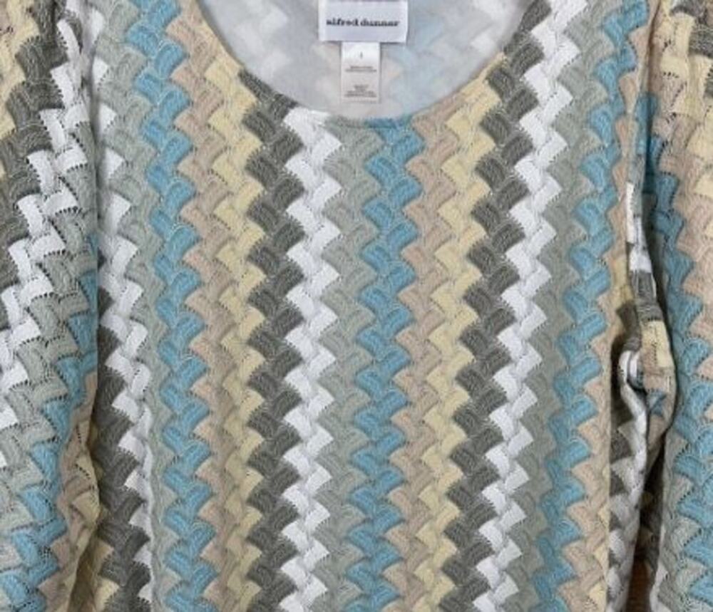Alfred Dunner Multicolor Lace Pullover Top with Zigzag Chevron Pattern XL